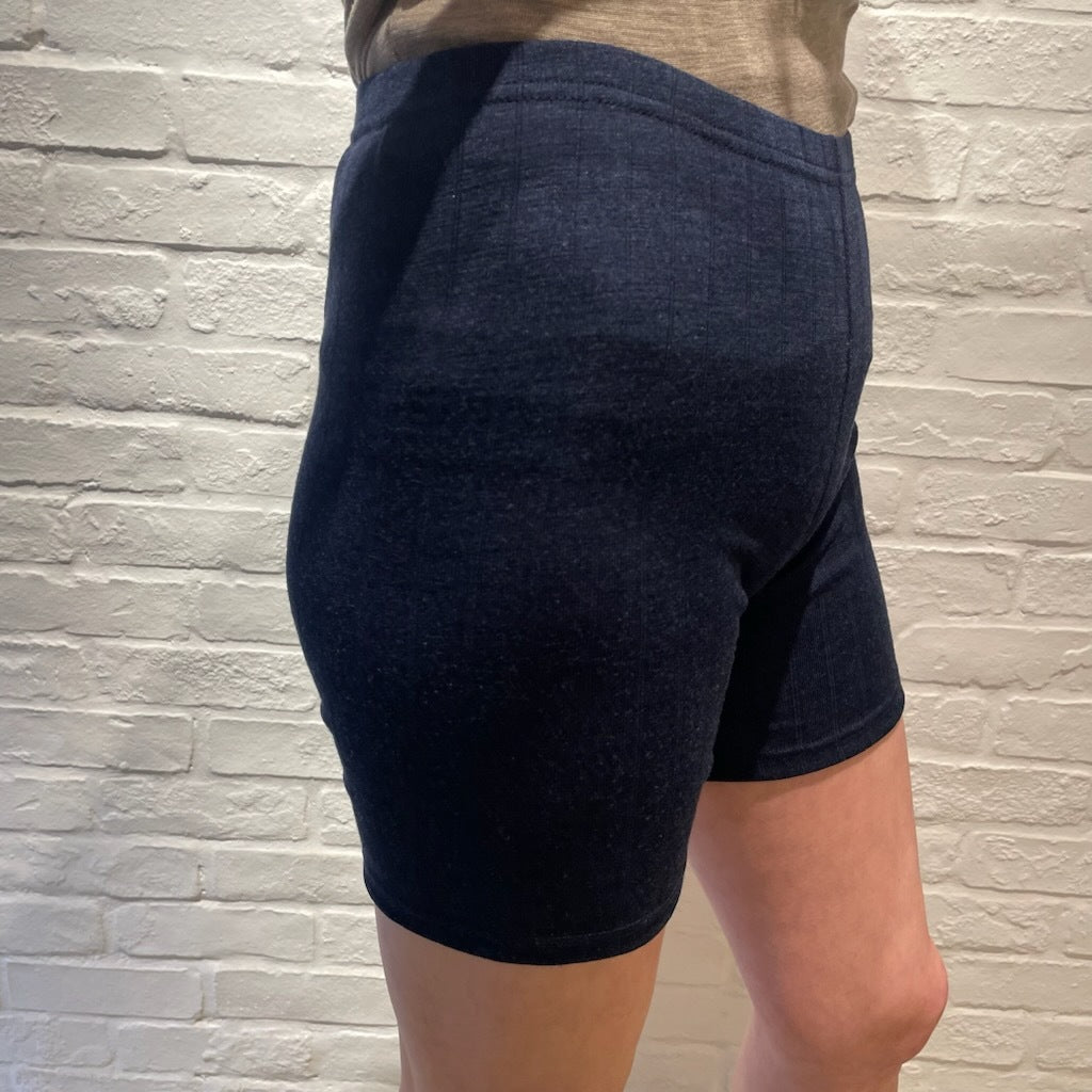 Joha ウール・シルク ショートレギンス リブ(ネイビー)