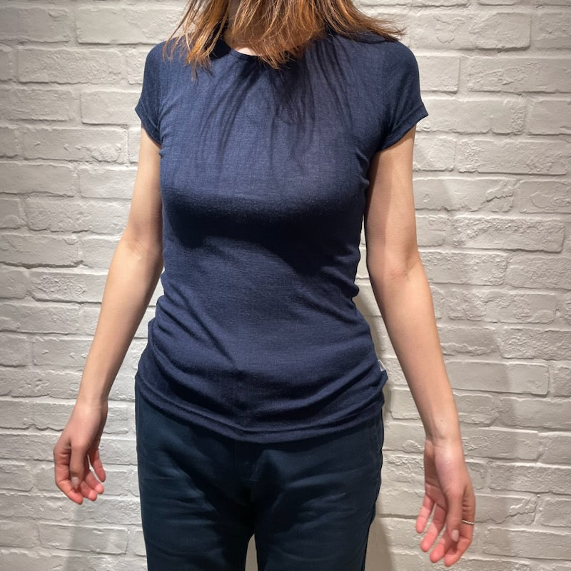 Joha ウール・シルク Tシャツ(ネイビー)