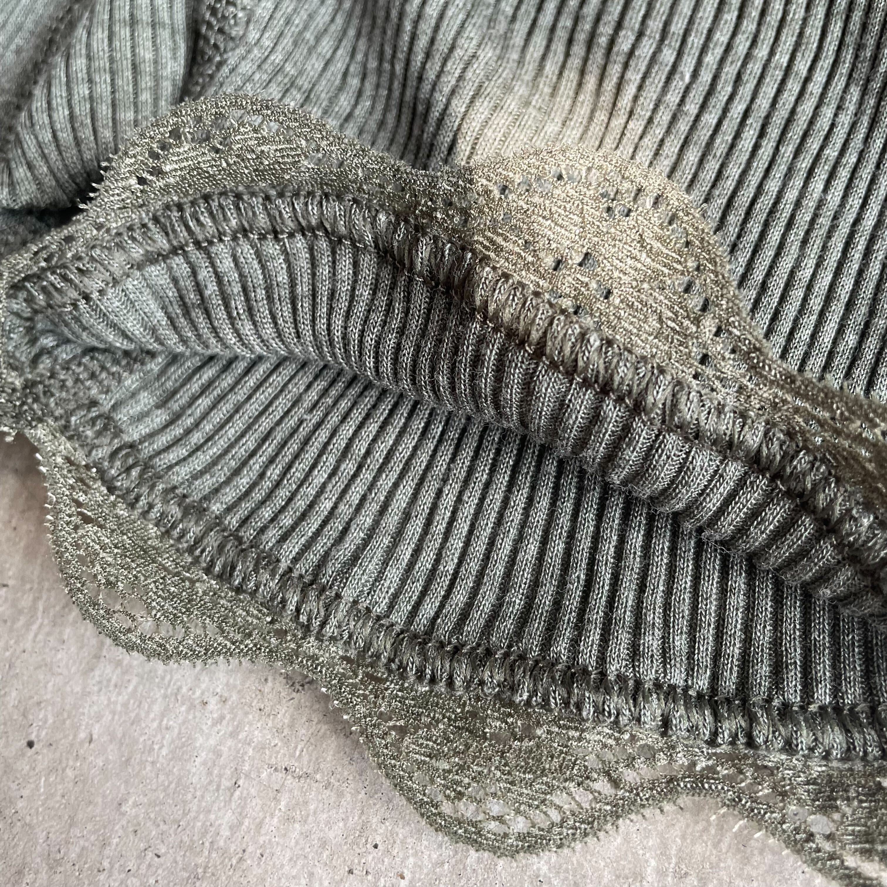 Joha ウール・シルク ハーフレギンス リブ レース(オリーブ)