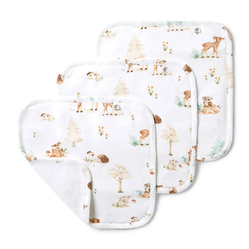 Snuggle Hunny Kids オーガニックウォッシュクロス 3P(Woodland Tales)