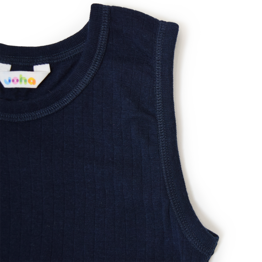 Joha ウール キッズノースリーブアンダーシャツ(ネイビー)