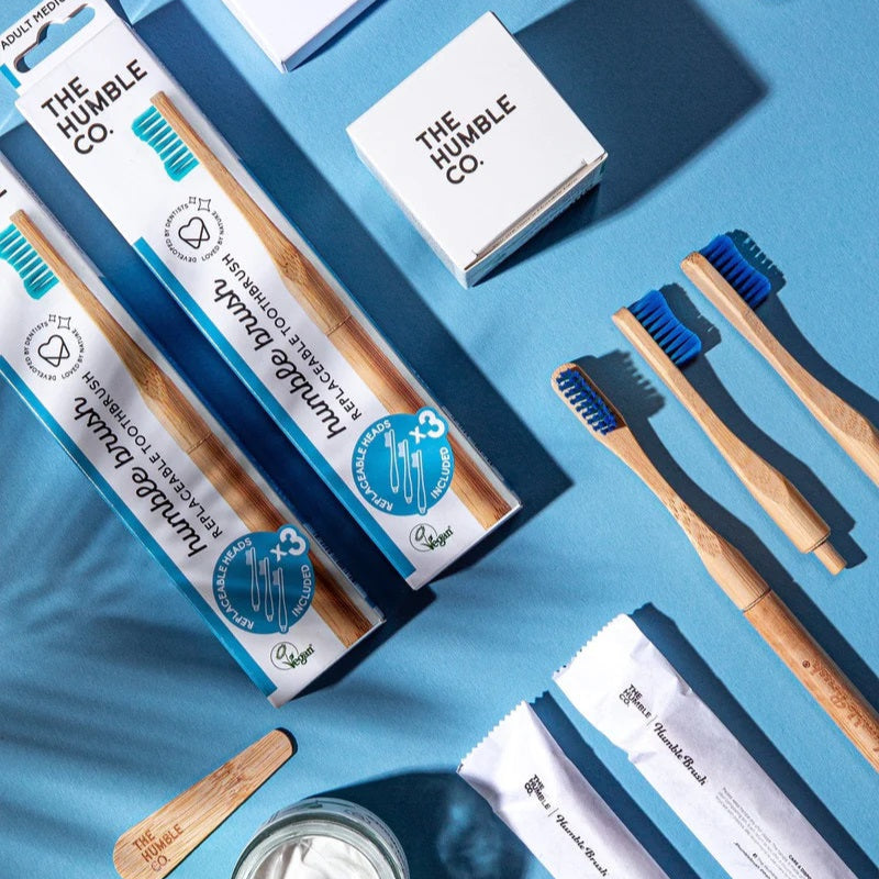 THE HUMBLE CO. Bamboo Toothbrush with Replaceable Head (Blue)