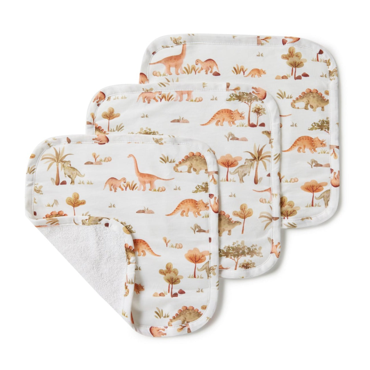 Snuggle Hunny Kids Organic Wash Cloths 3P (Dino)