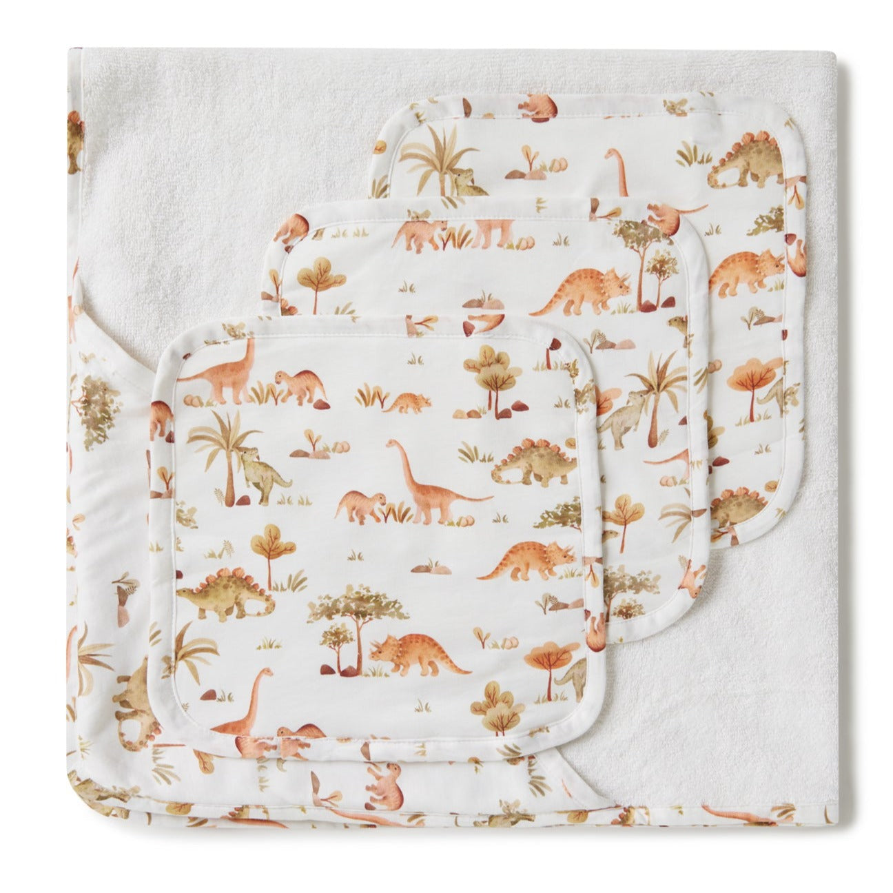Snuggle Hunny Kids Organic Wash Cloths 3P (Dino)