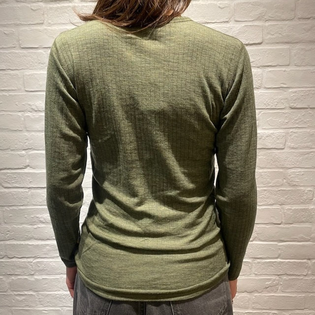 Joha ウール リブブラウス（モスグリーンK）