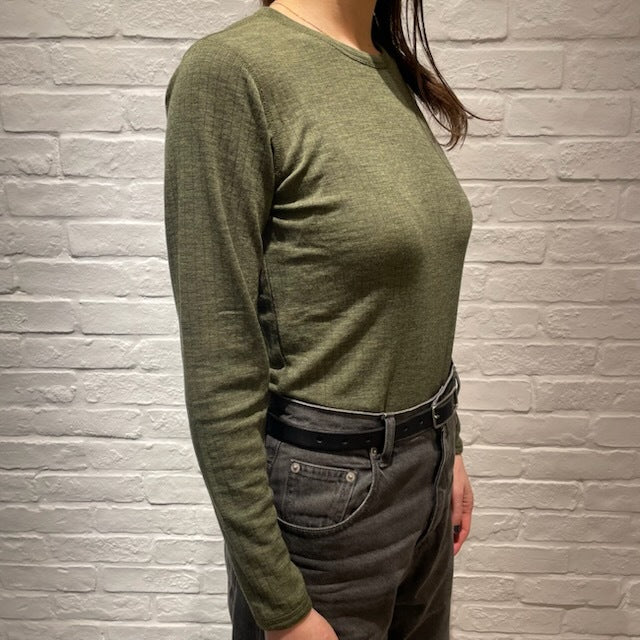 Joha ウール リブブラウス（モスグリーンK）