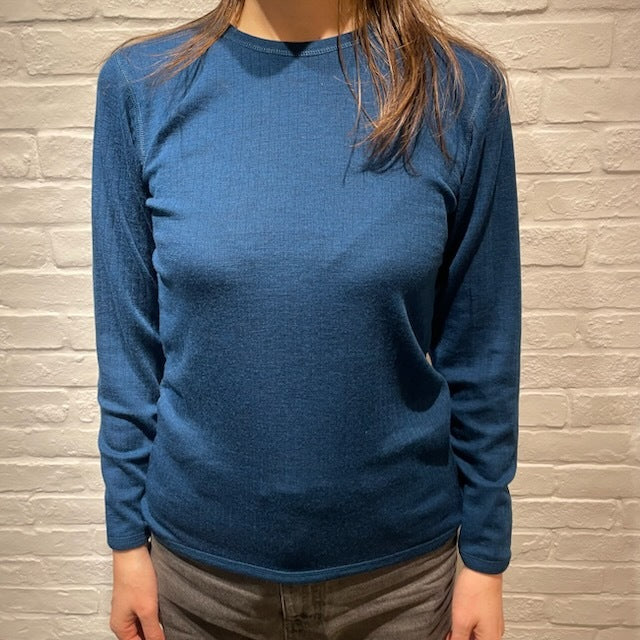 Joha ウール リブブラウス（ディープブルーK）