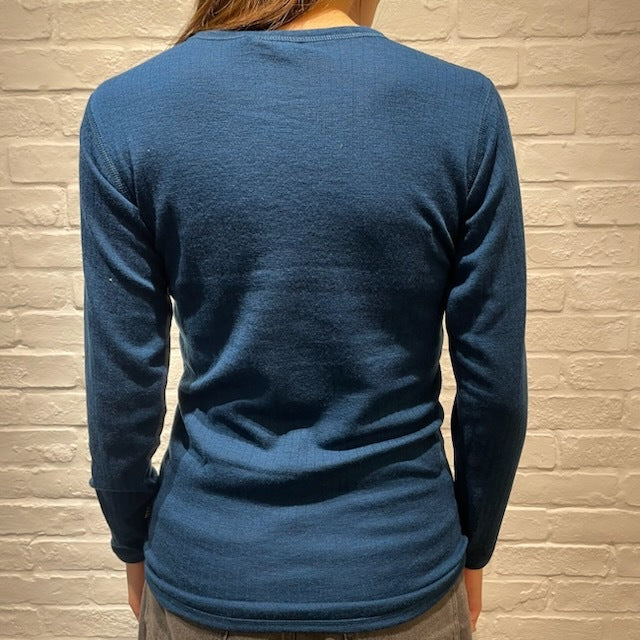 Joha ウール リブブラウス（ディープブルーK）