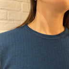 Joha ウール リブブラウス（ディープブルーK）