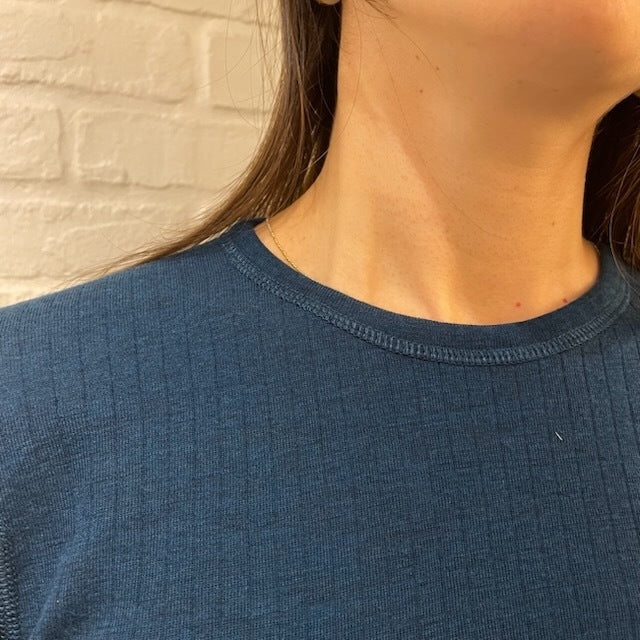 Joha ウール リブブラウス（ディープブルーK）