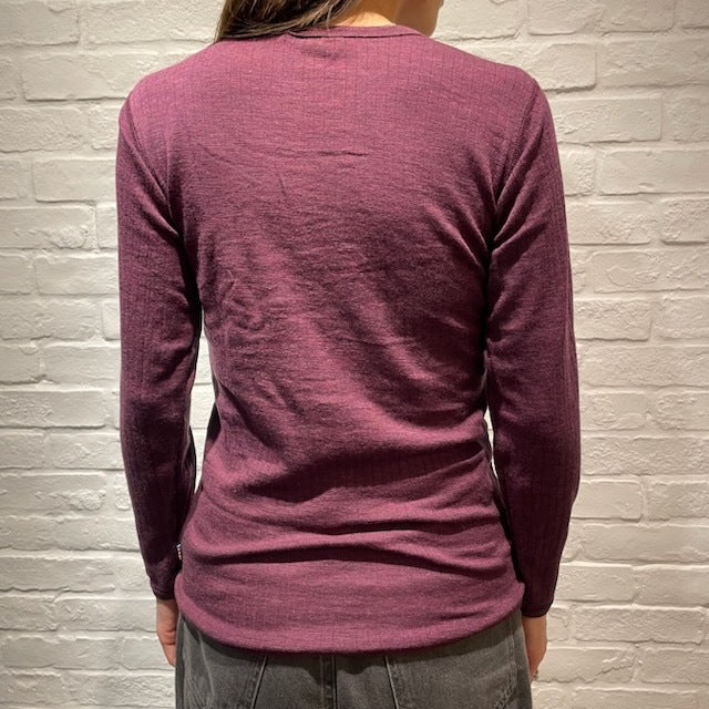 Joha ウール リブブラウス（パープルK）