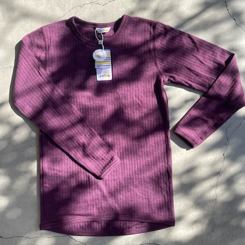 Joha ウール リブブラウス（パープルK）