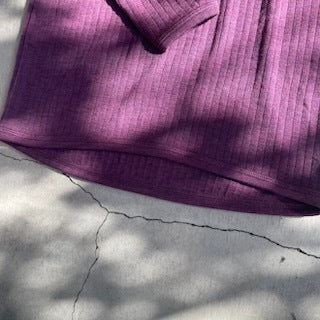 Joha ウール リブブラウス（パープルK）