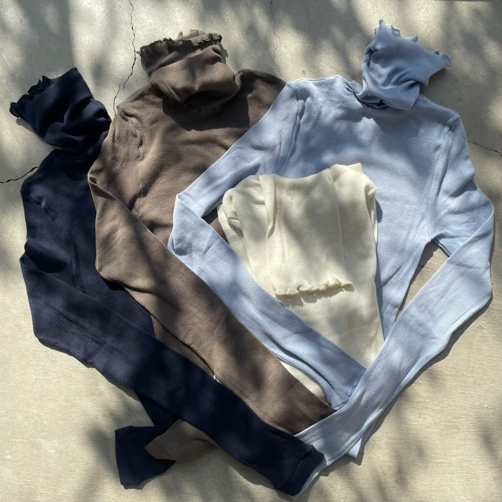 【期間限定11/21-12/14】Souple Luz コットンカシミヤリブ タートルネックロングスリーブTシャツ
