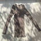 【期間限定11/21-12/14】Souple Luz コットンカシミヤリブ タイトクルーネックTシャツ オリーブドラブ