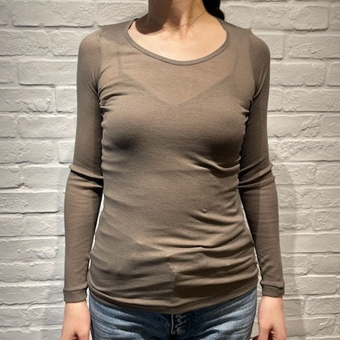 【期間限定11/21-12/14】Souple Luz コットンカシミヤリブ クルーロングスリーブTシャツ
