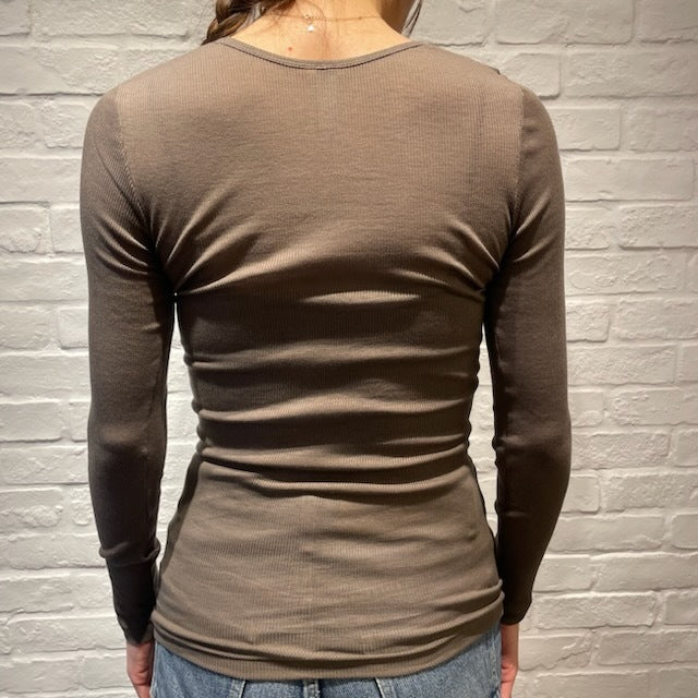 【期間限定11/21-12/14】Souple Luz コットンカシミヤリブ クルーロングスリーブTシャツ