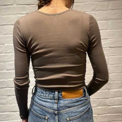 【期間限定11/21-12/14】Souple Luz コットンカシミヤリブ クルーロングスリーブTシャツ