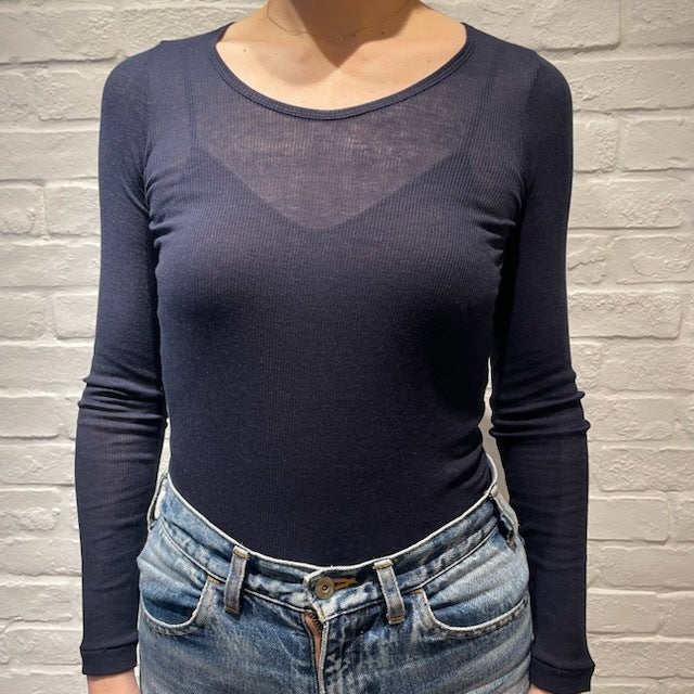 【期間限定11/21-12/14】Souple Luz コットンカシミヤリブ クルーロングスリーブTシャツ