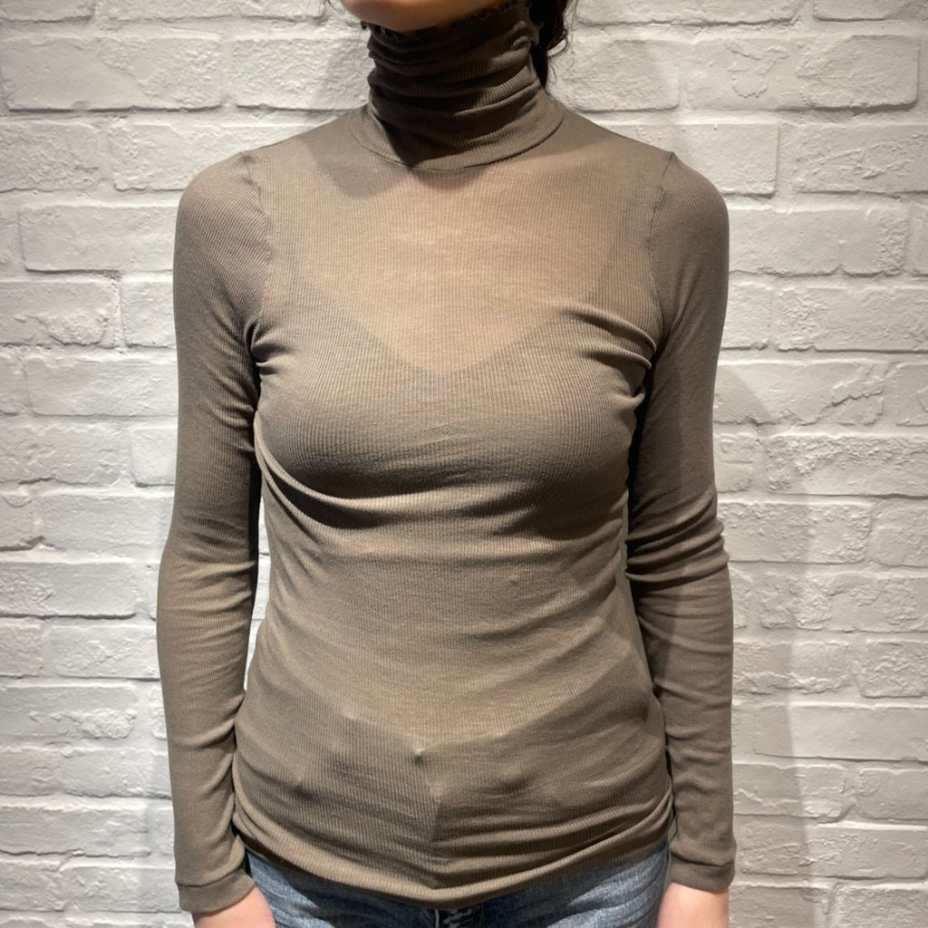 【期間限定11/21-12/14】Souple Luz コットンカシミヤリブ タートルネックロングスリーブTシャツ