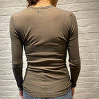 【期間限定11/21-12/14】Souple Luz コットンカシミヤリブ タイトクルーネックTシャツ オリーブドラブ