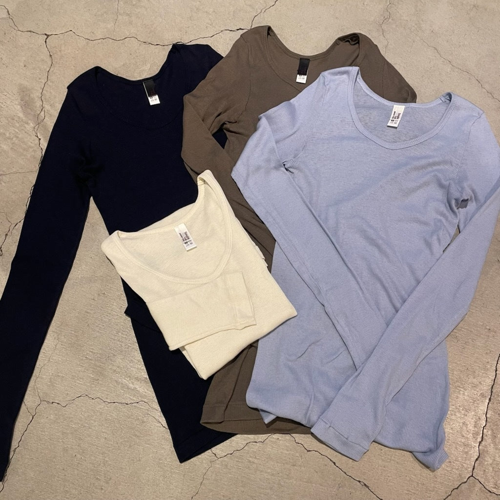 【期間限定11/21-12/14】Souple Luz コットンカシミヤリブ クルーロングスリーブTシャツ