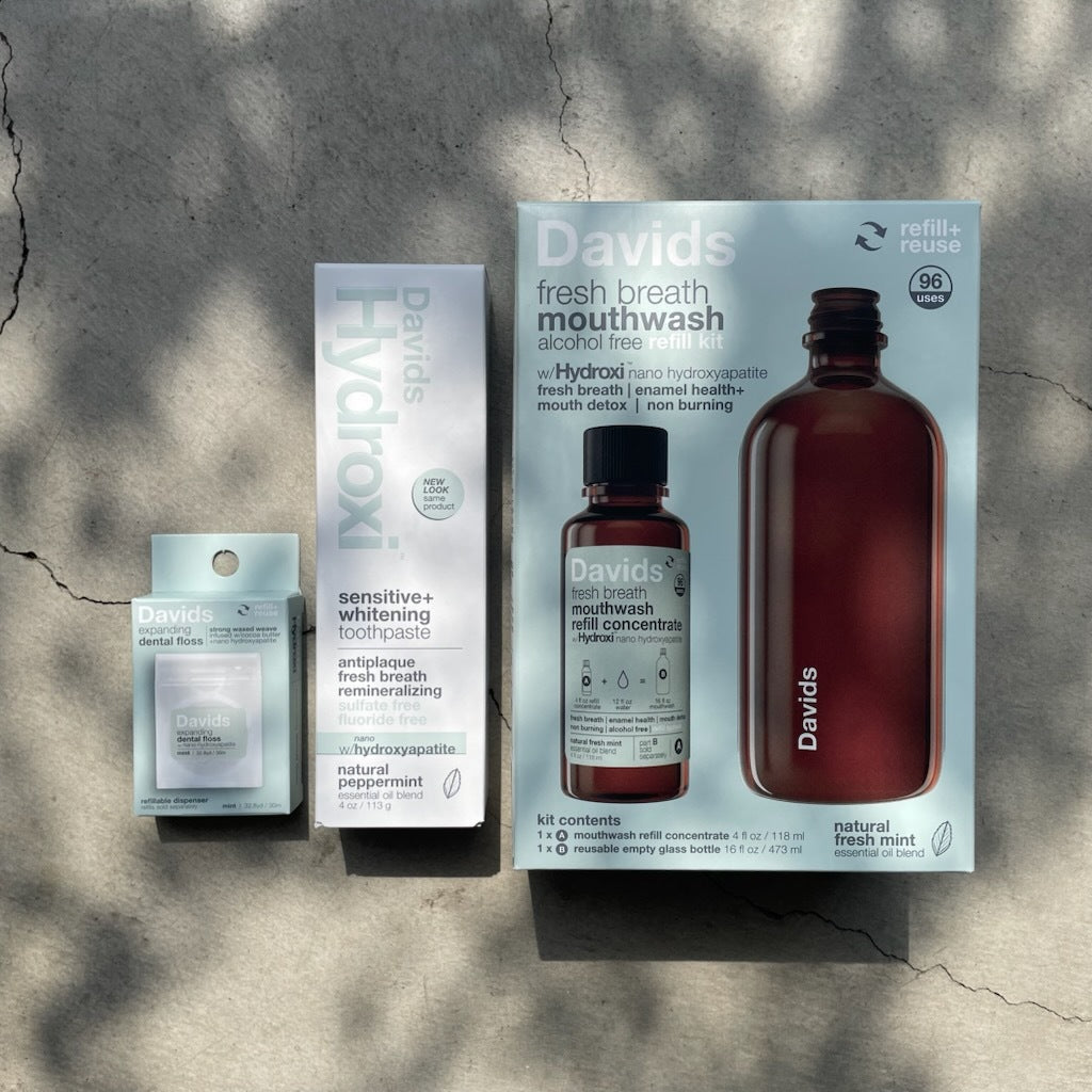 ナチュラル Davids 口内ケアセット デンタルフロス 歯磨き粉 マウスウォッシュ セットイメージ