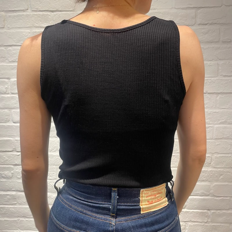 Joha wool and silk sleeveless undershirt (black)
