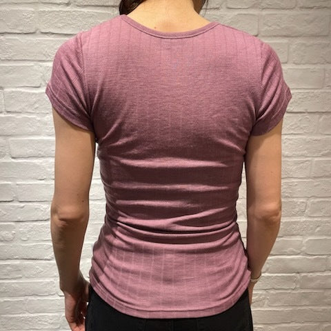 ナチュラル ヨハ メリノウール シルク Tシャツ レディース 着画バックスタイル全体