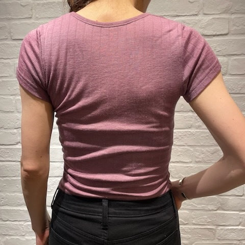 ナチュラル ヨハ メリノウール シルク Tシャツ レディース 着画バックスタイル