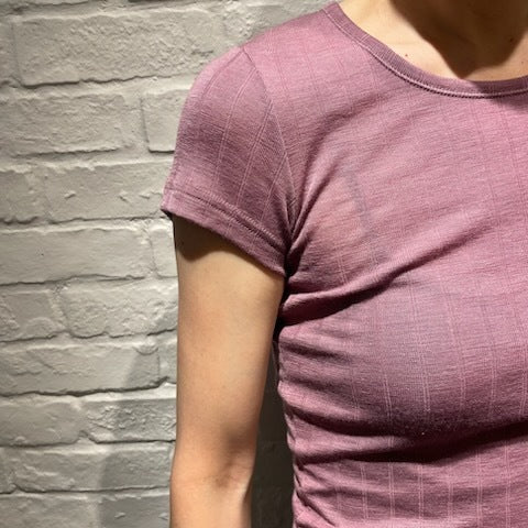 ナチュラル ヨハ メリノウール シルク Tシャツ レディース 着画袖部分