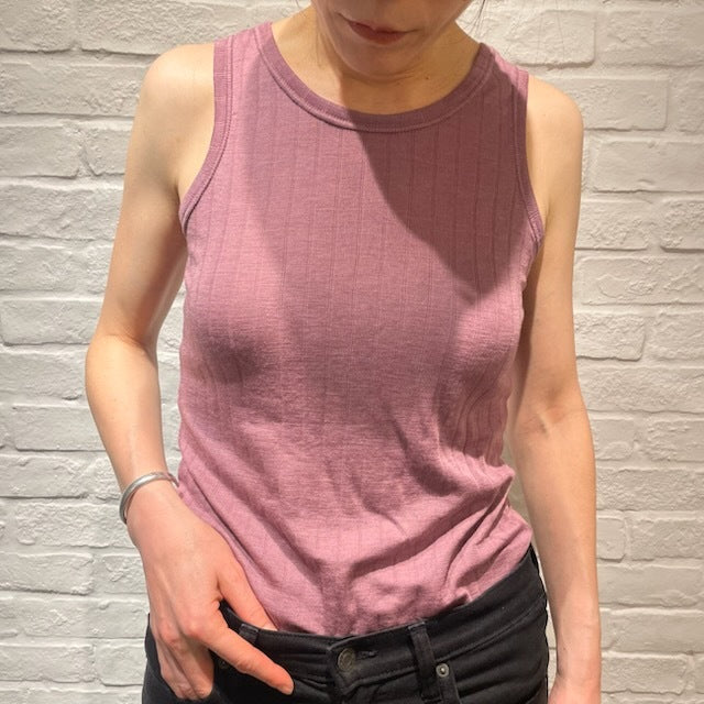 ナチュラル ヨハ メリノウール シルク タンクトップ レディース キッズ 着画正面