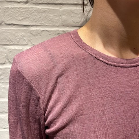 ナチュラル ヨハ メリノウール シルク 長袖 レディース キッズ 着画ネック部分