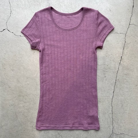 ナチュラル ヨハ メリノウール シルク Tシャツ レディース 平置き正面画像