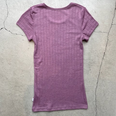 ナチュラル ヨハ メリノウール シルク Tシャツ レディース 平置きバックスタイル