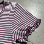ナチュラル ヨハ メリノウール レディースインナー ウールシルク ボーダー 半袖  Tシャツ メロウフリル 袖口アップ
