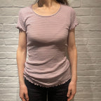 ナチュラル ヨハ メリノウール レディースインナー ウールシルク ボーダー 半袖  Tシャツ メロウフリル 着用イメージ正面