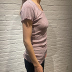 ナチュラル ヨハ メリノウール レディースインナー ウールシルク ボーダー 半袖  Tシャツ メロウフリル 着用イメージ