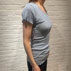 ナチュラル ヨハ メリノウール レディースインナー ウールシルク ボーダー 半袖  Tシャツ メロウフリル 着用イメージ