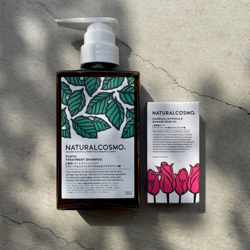 ベーシックヘアケアセット (ナチュラルコスモ 風流トリートメントシャンプー+薔薇椿オイル)