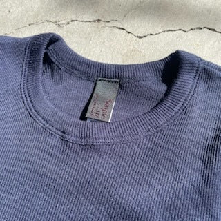 Souple Luz コットンカシミヤリブ タイトクルーネックTシャツ ミッドナイトネイビー