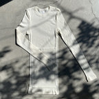 Souple Luz コットンカシミヤリブ タイトクルーネックTシャツ バニラ