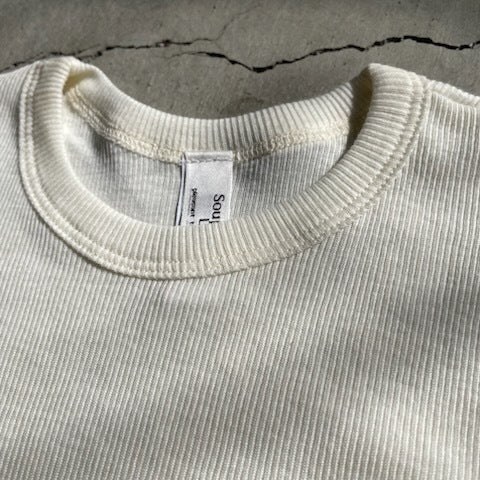 Souple Luz コットンカシミヤリブ タイトクルーネックTシャツ バニラ