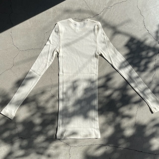 Souple Luz コットンカシミヤリブ タイトクルーネックTシャツ バニラ