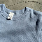 Souple Luz コットンカシミヤリブ タイトクルーネックTシャツ クラウディブルー