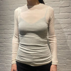 Souple Luz コットンカシミヤリブ タイトクルーネックTシャツ バニラ