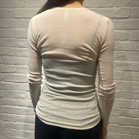 Souple Luz コットンカシミヤリブ タイトクルーネックTシャツ バニラ