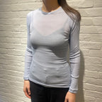 Souple Luz コットンカシミヤリブ タイトクルーネックTシャツ クラウディブルー