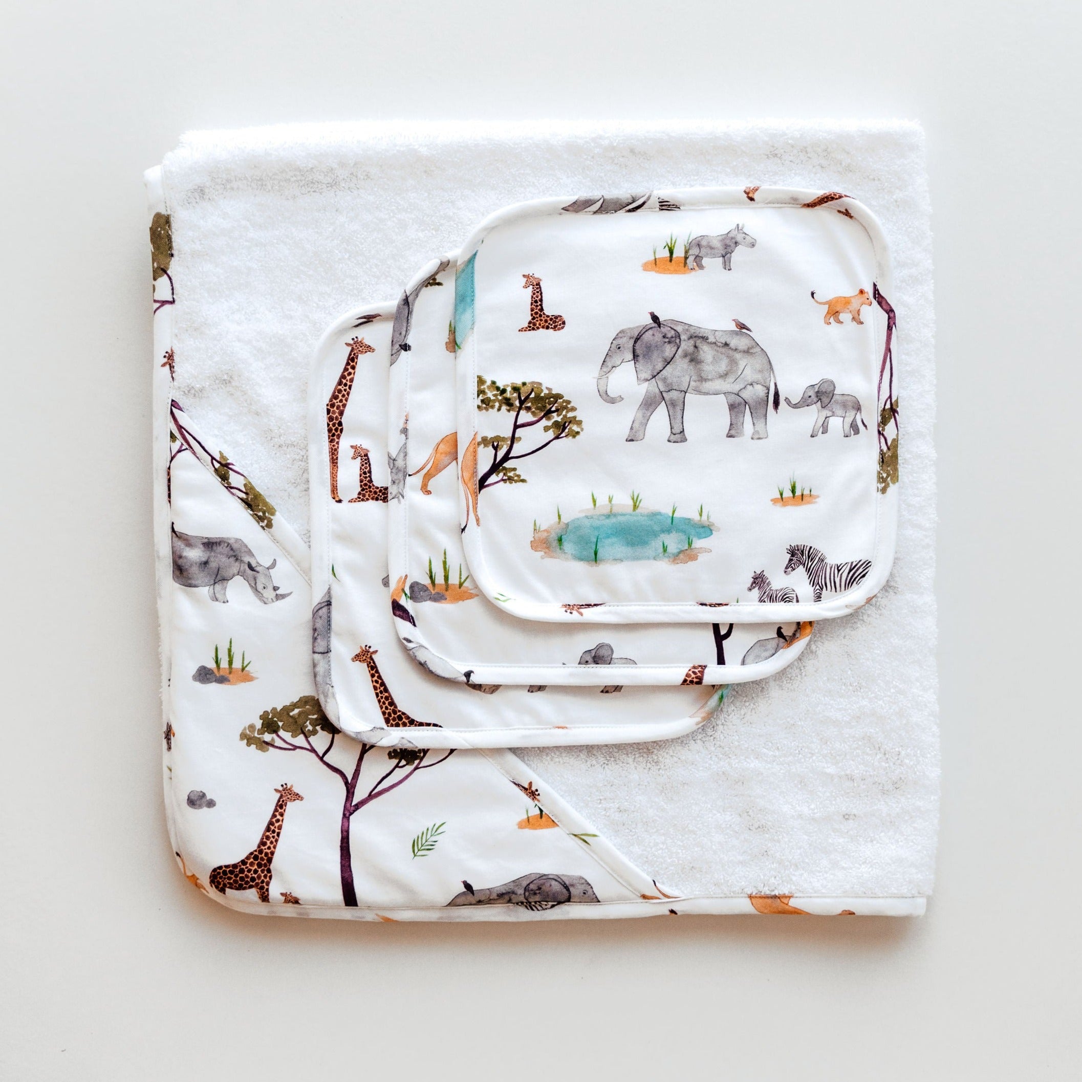 Snuggle Hunny Kids オーガニックウォッシュクロス 3P（Safari）