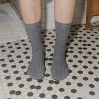 ＜SALE＞Baserange Rib Ankle Socks Grey Melange